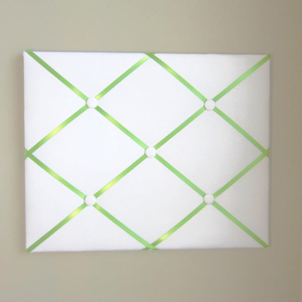16"x20"  White Memory Board or Bow Holder-You Choose Satin Ribbon Color