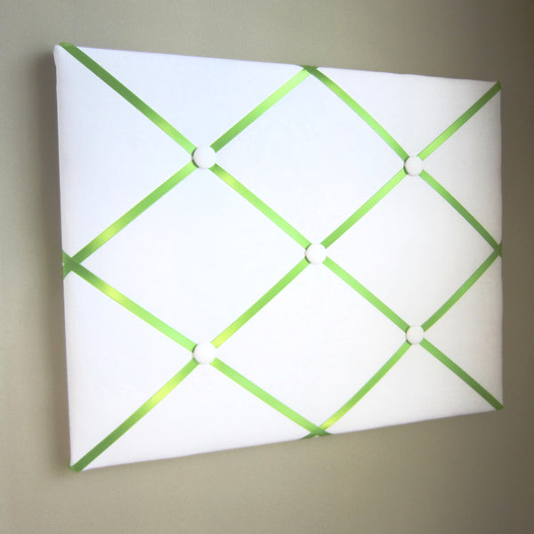 16"x20"  White Memory Board or Bow Holder-You Choose Satin Ribbon Color