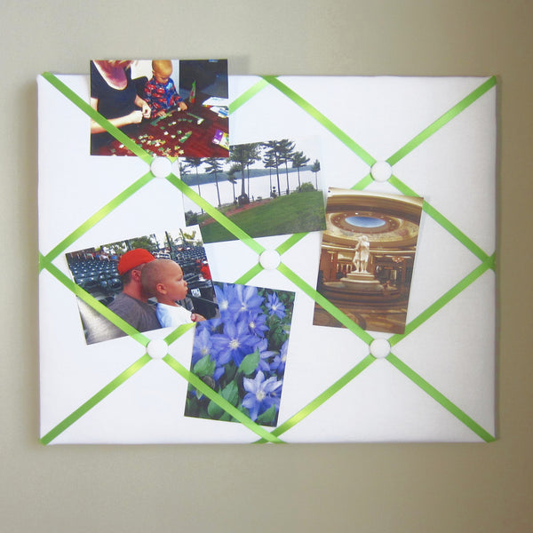 16"x20"  White Memory Board or Bow Holder-You Choose Satin Ribbon Color