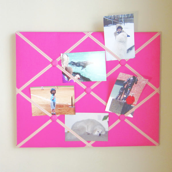 16"x20"  Hot Pink Memory Board or Bow Holder-You Choose Ribbon Color