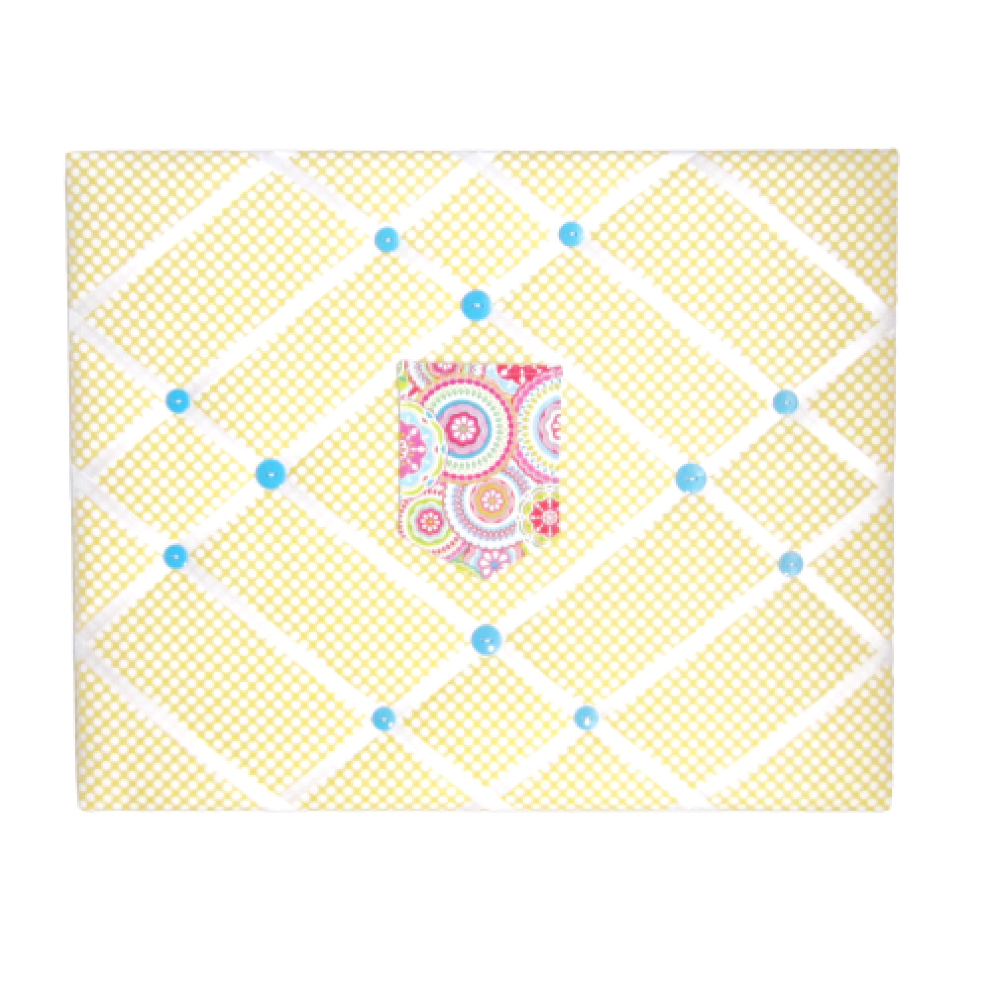 16"x20"  Memory Board or Bow Holder-Yellow & White Polka Dot w/Pocket