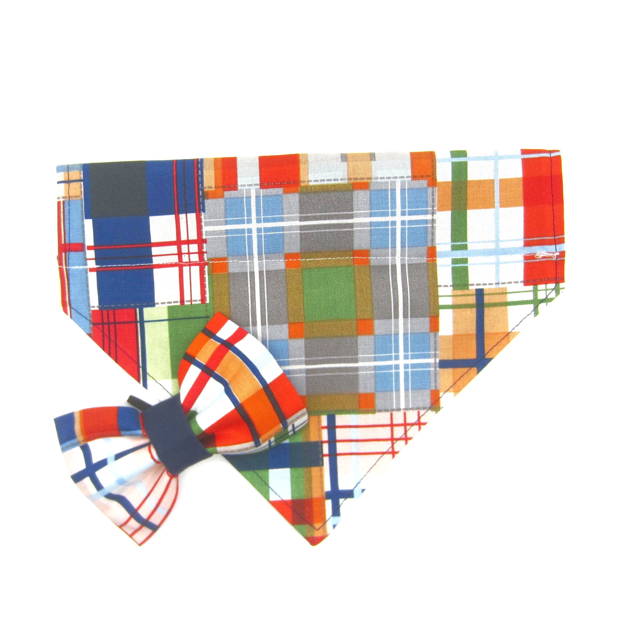 Plaid Pet Bandana - Fits Over Collar 4 Sizes Available - Hold It!