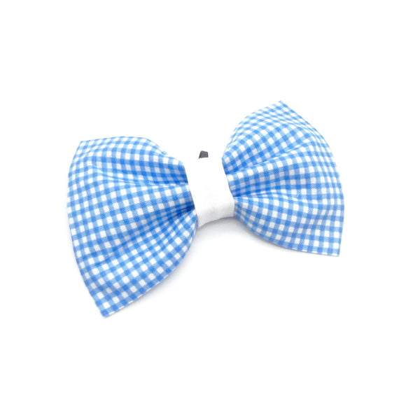 Blue & White Gingham Pet Bandana or Bow Tie-4 Sizes Fits Over Collar