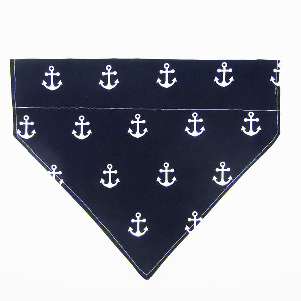 Navy Nautical Pet Bandana or Bow Tie-4 Sizes Fits Over Collar