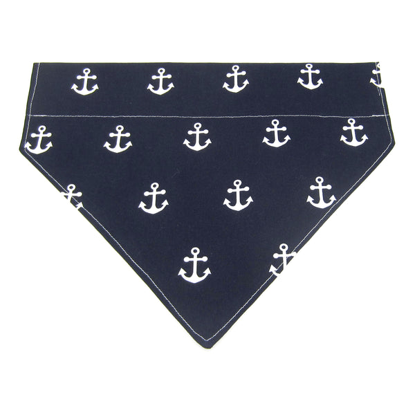 Navy Nautical Pet Bandana or Bow Tie-4 Sizes Fits Over Collar