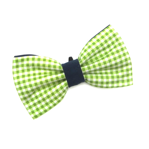 Green Gingham Pet Bandana or Bow Tie-4 Sizes Fits Over Collar