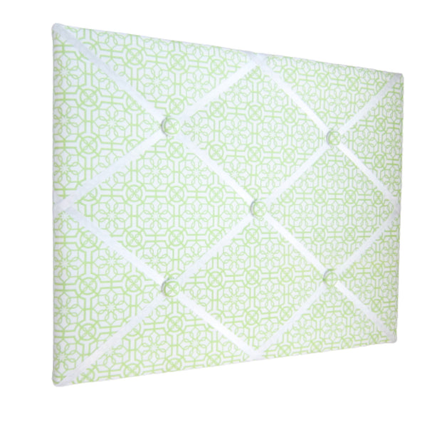 16"x20"  Memory Board or Bow Holder-Lime Green & White Trellis