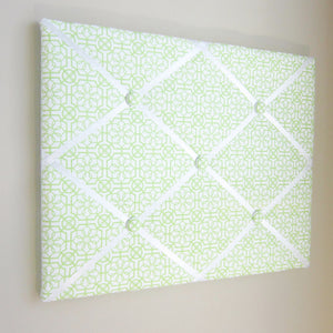 16"x20"  Memory Board or Bow Holder-Lime Green & White Trellis