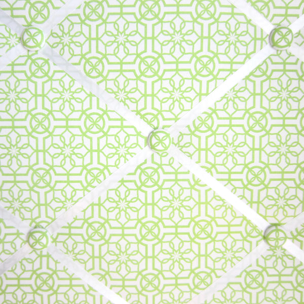 16"x20"  Memory Board or Bow Holder-Lime Green & White Trellis