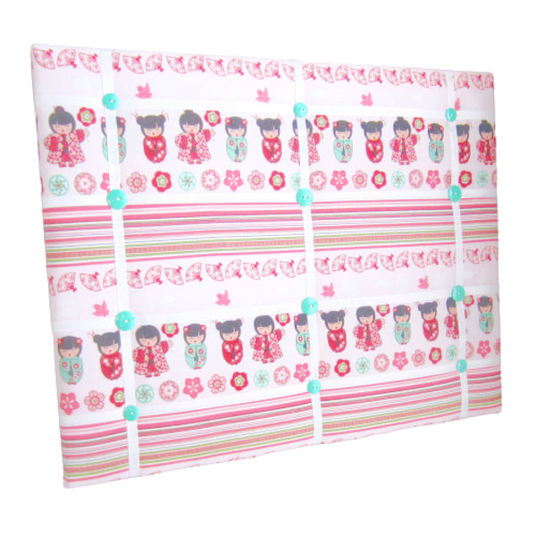 16"x20"  Memory Board or Bow Holder-Pink & Green Asian Dolls