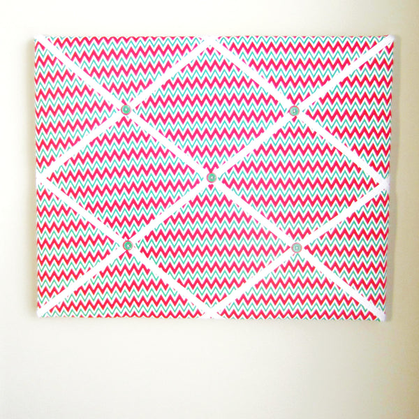 16"x20"  Memory Board or Bow Holder-Red & Green Chevron