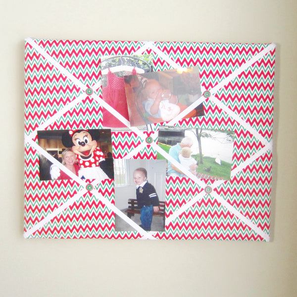 16"x20"  Memory Board or Bow Holder-Red & Green Chevron