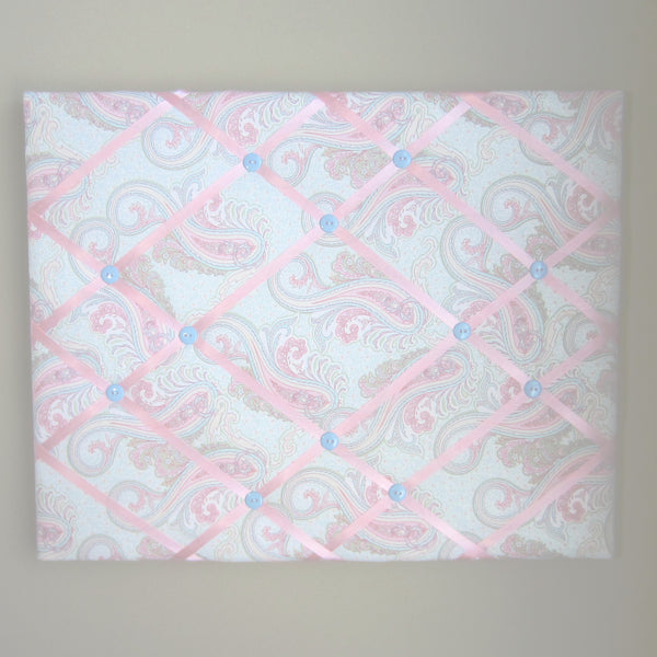 16"x20" Memory Board or Bow Holder-Pink, Peach, Blue Paisley - Hold It!