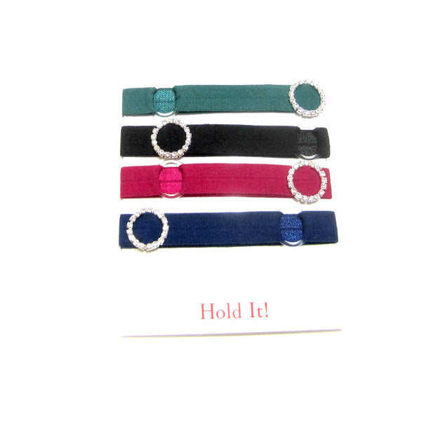 Adjustable Elastic Headband-Set of 4 Jewel Tones with Rhinestones - Hold It!