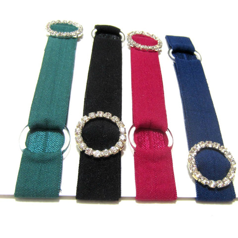 Adjustable Elastic Headband-Set of 4 Jewel Tones with Rhinestones - Hold It!