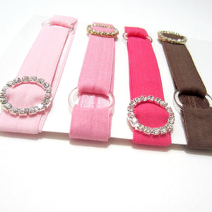 Adjustable Elastic Headband-Set of 4 Neapolitan with Rhinestones - Hold It!