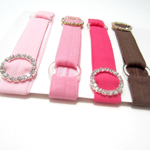 Adjustable Elastic Headband-Set of 4 Neapolitan with Rhinestones - Hold It!
