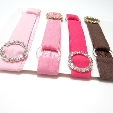 Adjustable Elastic Headband-Set of 4 Neapolitan with Rhinestones - Hold It!