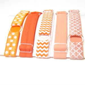 Adjustable Elastic Headband-Set of 5 Orange & Peach - Hold It!