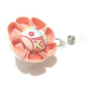 Peach Flower Retractable Badge Reel, ID Holder, Lanyard - Hold It!