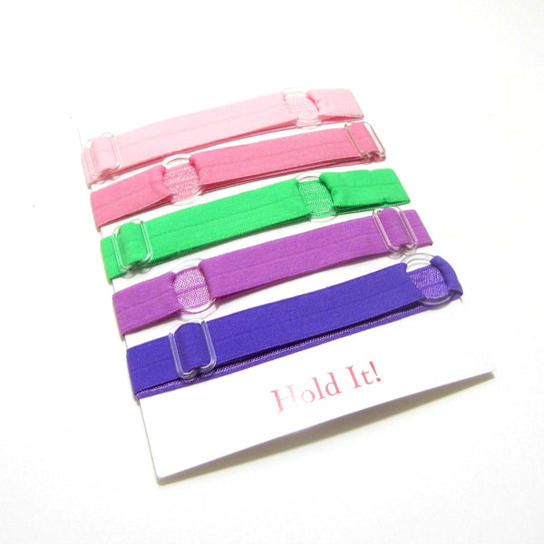 Adjustable Elastic Headband-Set of 5 Pink, Green & Purple - Hold It!