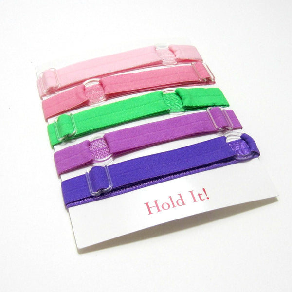 Adjustable Elastic Headband-Set of 5 Pink, Green & Purple - Hold It!