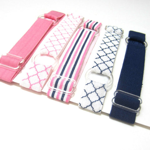 Adjustable Elastic Headband-Set of 5 Pink & Navy Blue - Hold It!