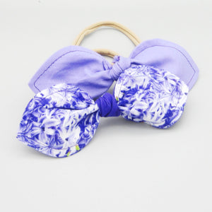 Set of 2 Bunny Ear Nylon Headband Lavender & Purple Floral