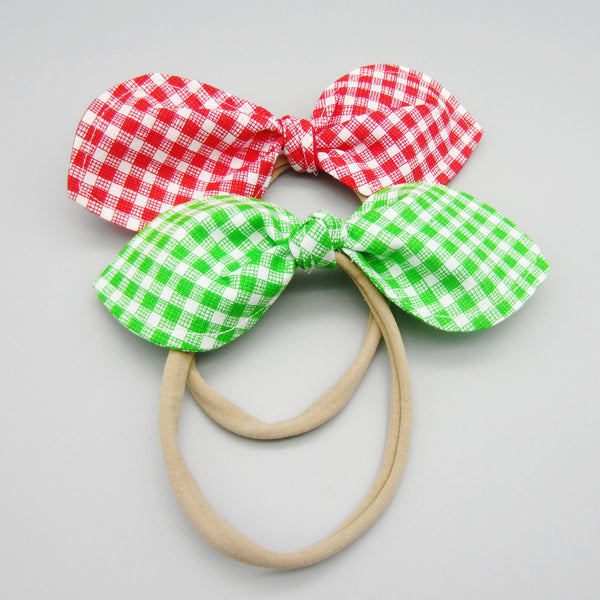 Set of 2 Bunny Ear Nylon Headband Gingham