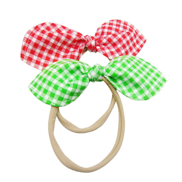 Set of 2 Bunny Ear Nylon Headband Gingham