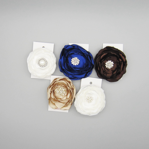 Clearance! Satin Fabric Flower Ponytail Holder-Available in 4 Colors!