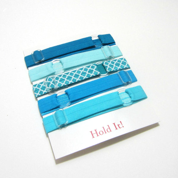 Adjustable Elastic Headband-Set of 5 Turquoise - Hold It!