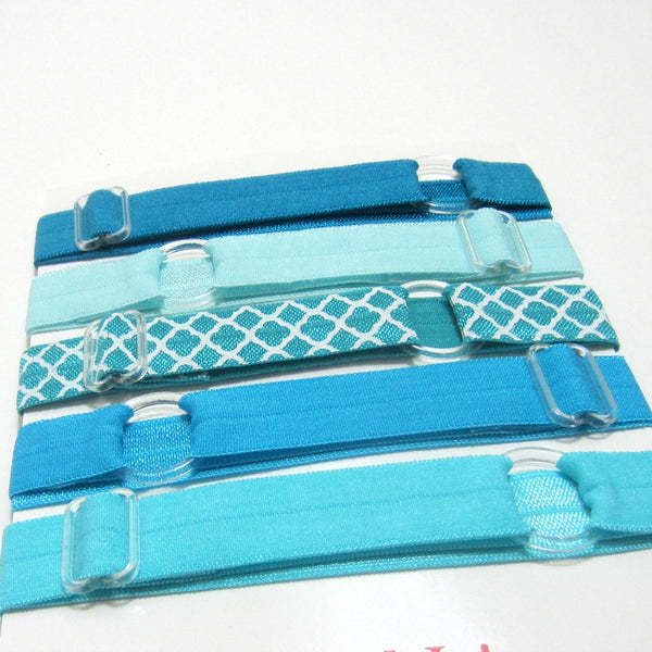 Adjustable Elastic Headband-Set of 5 Turquoise - Hold It!