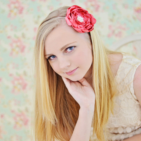 Satin Fabric Flower Metal Headband-Available in 30 Colors! - Hold It!