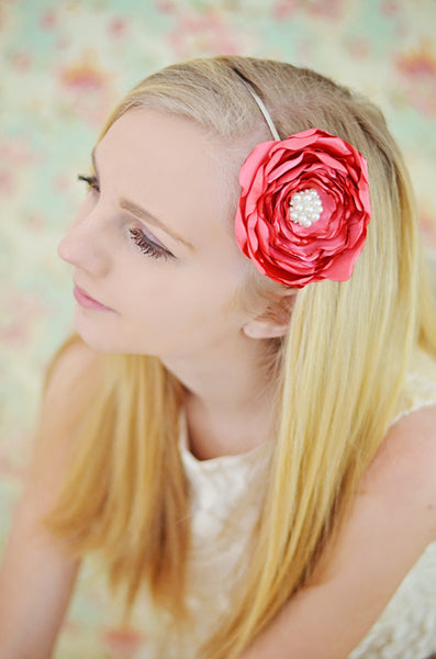 Satin Fabric Flower Metal Headband-Available in 30 Colors! - Hold It!
